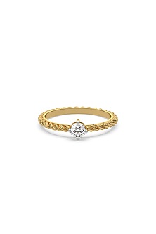 Gold Plated Lab-Grown Solitaire Diamond Ring In Sterling Silver