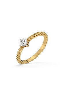 Gold Plated Lab-Grown Solitaire Diamond Ring In Sterling Silver