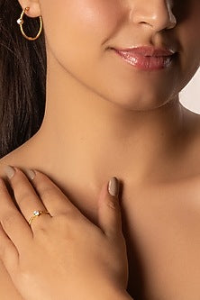Gold Plated Lab-Grown Solitaire Diamond Ring In Sterling Silver