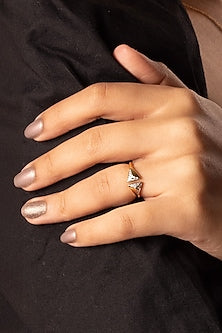Gold Plated Lab-Grown Prism Diamond Ring In Sterling Silver