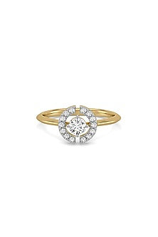 Gold Plated Lab Grown Diamond Ring In Sterling Silver