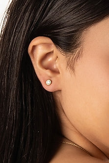Gold Plated Lab-Grown Diamond Stud Earrings In Sterling Silver