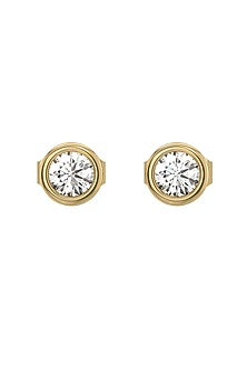 Gold Plated Lab-Grown Diamond Stud Earrings In Sterling Silver