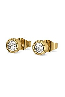 Gold Plated Lab-Grown Diamond Stud Earrings In Sterling Silver