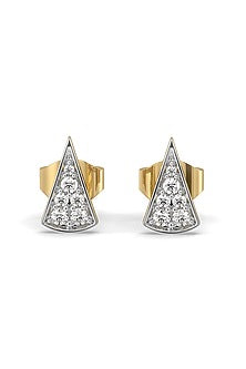 Gold Plated Lab-Grown Diamond Stud Earrings In Sterling Silver