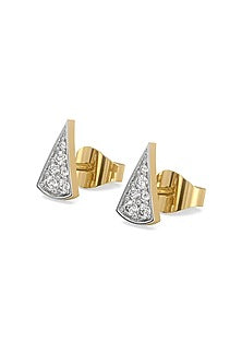 Gold Plated Lab-Grown Diamond Stud Earrings In Sterling Silver