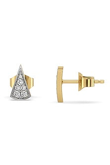 Gold Plated Lab-Grown Diamond Stud Earrings In Sterling Silver