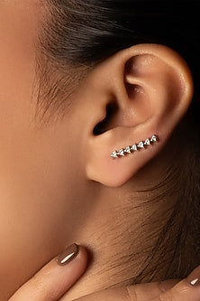 Gold Plated Lab-Grown Diamond Earcuffs In Sterling Silver