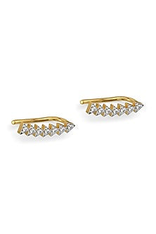 Gold Plated Lab-Grown Diamond Earcuffs In Sterling Silver