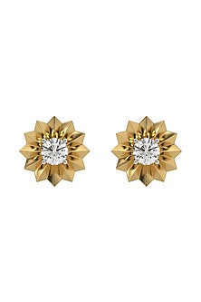 Gold Plated Lab-Grown Diamond Stud Earrings In Sterling Silver