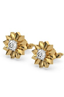 Gold Plated Lab-Grown Diamond Stud Earrings In Sterling Silver