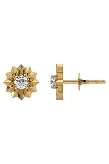 Gold Plated Lab-Grown Diamond Stud Earrings In Sterling Silver