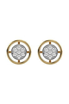 Gold Plated Lab-Grown Diamond Halo Stud Earrings In Sterling Silver