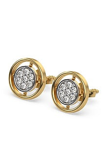 Gold Plated Lab-Grown Diamond Halo Stud Earrings In Sterling Silver