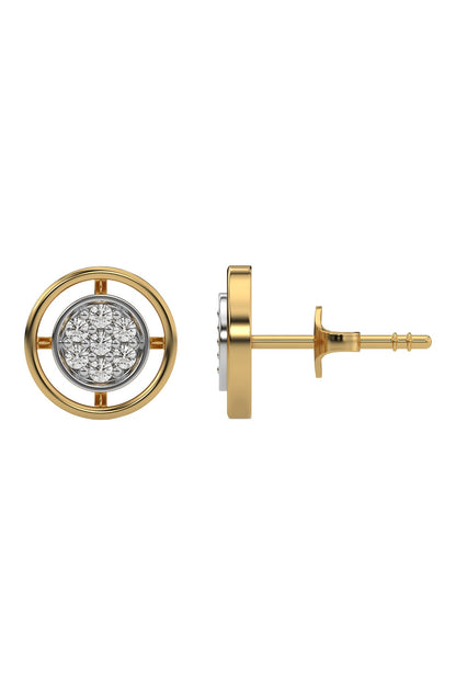 Gold Plated Lab-Grown Diamond Halo Stud Earrings In Sterling Silver