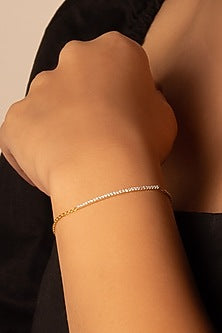 Gold Plated Lab-Grown Diamond Bangle In Sterling Silver
