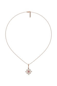 Rose Gold Plated Diamond & Ruby Stone Pendant Necklace In Sterling Silver
