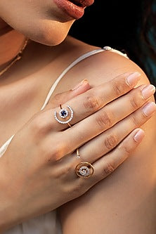 Gold Plated Lab Grown Diamond Ring In Sterling Silver
