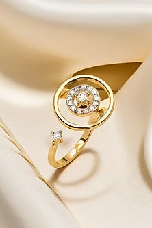 Gold Plated Lab Grown Diamond Ring In Sterling Silver