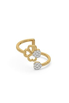 Gold Plated Lab Grown Diamond Clover Ring In Sterling Silver