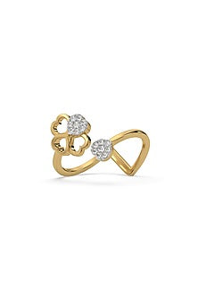 Gold Plated Lab Grown Diamond Clover Ring In Sterling Silver
