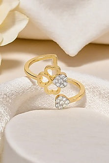 Gold Plated Lab Grown Diamond Clover Ring In Sterling Silver