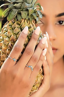 Anti-Tarnish White Finish Diamond Butterfly Ring In Sterling Silver