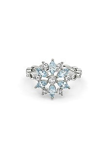 Anti-Tarnish White Finish Lab-Grown Diamond Ring In Sterling Silver