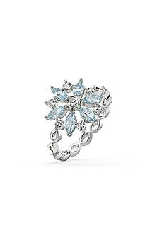 Anti-Tarnish White Finish Lab-Grown Diamond Ring In Sterling Silver