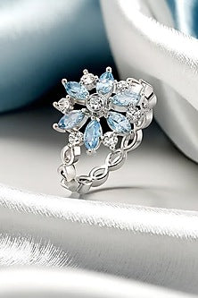 Anti-Tarnish White Finish Lab-Grown Diamond Ring In Sterling Silver