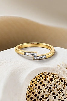 Gold Plated Lab-Grown Diamond Ring In Sterling Silver