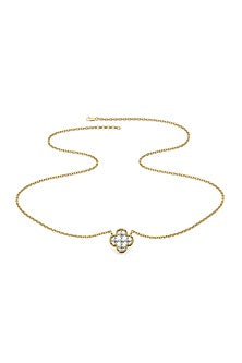 Gold Plated Lab-Grown Diamond Clover Necklace In Sterling Silver