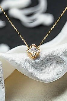 Gold Plated Lab-Grown Diamond Clover Necklace In Sterling Silver