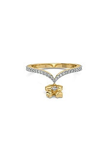 Gold Plated Lab-Grown Diamond Ring In Sterling Silver