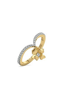 Gold Plated Lab-Grown Diamond Ring In Sterling Silver