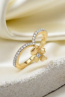 Gold Plated Lab-Grown Diamond Ring In Sterling Silver
