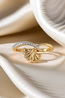Gold Plated Lab-Grown Diamond Floral Ring In Sterling Silver
