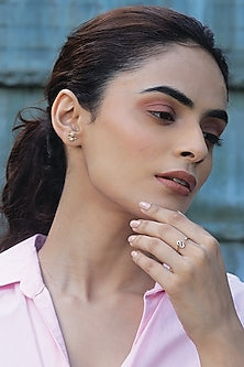 Gold Plated Lab-Grown Diamond Stud Earrings In Sterling Silver
