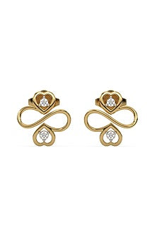 Gold Plated Lab-Grown Diamond Stud Earrings In Sterling Silver