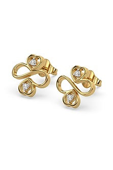 Gold Plated Lab-Grown Diamond Stud Earrings In Sterling Silver