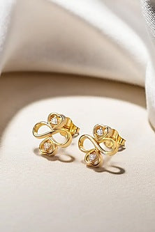 Gold Plated Lab-Grown Diamond Stud Earrings In Sterling Silver