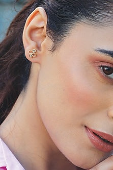 Gold Plated Lab-Grown Diamond Stud Earrings In Sterling Silver