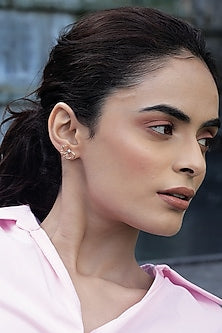 Gold Plated Lab-Grown Diamond Stud Earrings In Sterling Silver