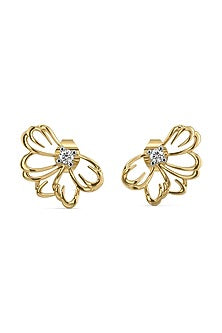 Gold Plated Lab-Grown Diamond Stud Earrings In Sterling Silver