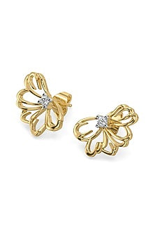 Gold Plated Lab-Grown Diamond Stud Earrings In Sterling Silver