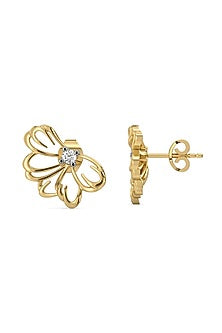 Gold Plated Lab-Grown Diamond Stud Earrings In Sterling Silver