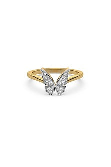 Gold Plated Lab-Grown Diamond Butterfly Ring In Sterling Silver