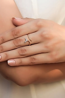 Gold Plated Lab-Grown Diamond Ring In Sterling Silver