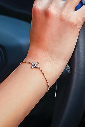 Gold Plated Lab-Grown Diamond Bracelet In Sterling Silver