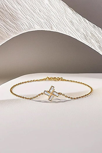 Gold Plated Lab-Grown Diamond Bracelet In Sterling Silver